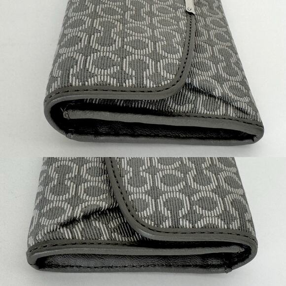 Coach Light Gray Jacquard Slim Envelope Wallet Madison Op Art Needlepoint - Picture 4 of 11